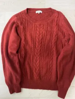 earth musicecology ケーブルニット セーター レッド M