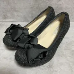 美品【ブリジットバーキン】（23.5）パンプス ラウンドトゥ ツイード リボンのサムネイル