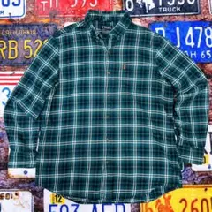 ぶ*り様 CHAPS チェック ネルシャツ グリーン L 長袖　古着　ラルフロー