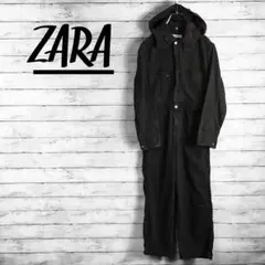 ザラ ダメージ加工 ブラックデニムジャンプスーツ オールインワン つなぎ