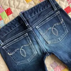 美品 超激レア moussy 23 デニム アンクルスキニー ホワイトステッチ