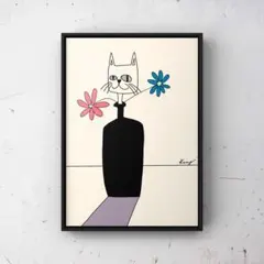 ★A4フレーム付き★オリジナル アートポスター LIKE A FLOWER 猫