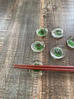 花柄ガラス箸置き 6個セット