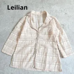 レリアンLeilian リネン麻 テーラード格子織り七分袖シャツジャケットのサムネイル