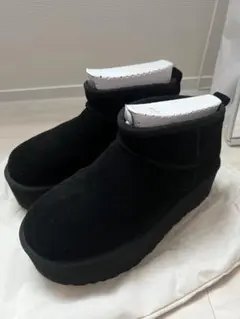 ブラックムートンブーツ厚底UGG
