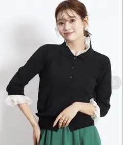 新品タグ付き　FENNEL スコットクラブ　フリル付きポロ襟カーディガン