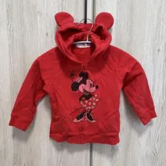 ミニーマウス 赤 フード付きトレーナー