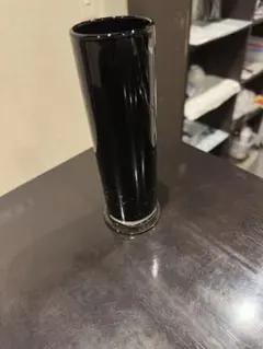 ブラック ガラス フラワーベース 筒型 インテリア 花瓶