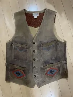 RRL レザーベスト ネイティブ柄刺繍のサムネイル