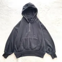 Heather ヘザー フード付き ジップパーカー トレーナー ブラック 黒のサムネイル