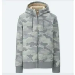 ユニクロ　ボアスウェットフルジップパーカ　カモフラージュ　迷彩　カモフラ　X L