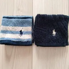 【新品、未使用品】Ralph Lauren タオルハンカチ ネイビー/ストライプ