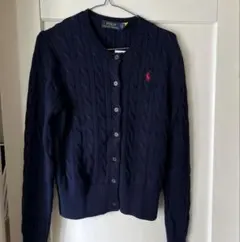 美品RALPH ケーブル編みカーディガン ネイビーブルーのサムネイル