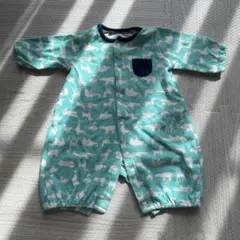 新生児　ツーウェイオール　水色　恐竜　50 60 綿100