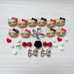 キティちゃん 日焼け ネイルパーツ デコパーツ 10個セット(パーツおまけ)
