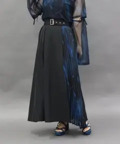 axes famme POETIQUE プリーツ切り替えスカート 青