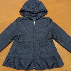 コムサフィユ　中綿アウター　女の子　110　フリル　リボン　フード付　軽量　黒