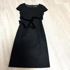 Karl Park Lane ブラックひざ丈ワンピース リボン付　7号