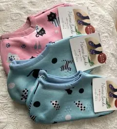 新品3足⭐︎ネコ柄カバーソックス　裏フリースルームソックス　　冷え取り靴下