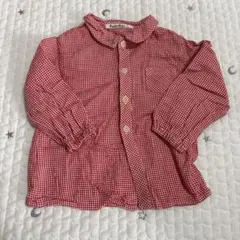 familiar 赤 ギンガムチェック シャツ