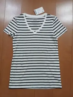 GIORDANO ストライプ Vネック Tシャツ Sサイズのサムネイル