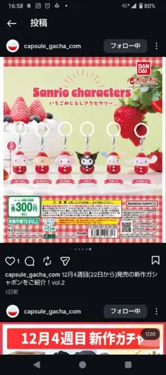 サンリオキャラクター いちごめじるしアクセサリー　２個セット