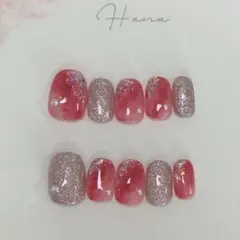 ピンクグリッター　ネイルチップ（現品）