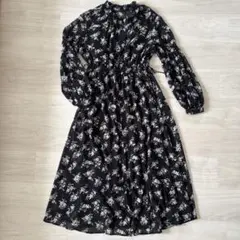COCO DEAL ココディール ロングワンピース 花柄 パフスリープ 黒
