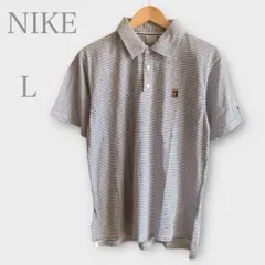 ナイキ　ボーダーポロシャツ　DRI FIT L ワンポイント刺繍　ゴルフ