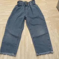 SHEIN キッズ デニムパンツ フリンジ裾 ウエストゴム