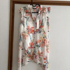 【タグ付き新品】ROMAN フラワープリント とろみ ノースリーブチュニックML
