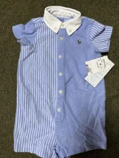 Ralph Lauren 青 ストライプ ロンパース