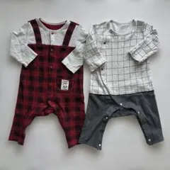 千趣会 80サイズ 前開き長袖ロンパース2枚組