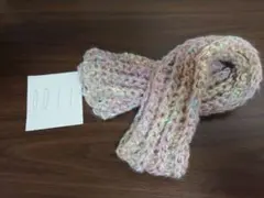 0011 ハンドメイド　ふわふわ2色使いマフラー