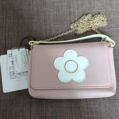 マリークワント 　2WAY　レザーポシェット　チェーンバッグ　花モチーフ ピンク