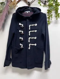 CORISCO ダッフルコート S ネイビー 裏地ボーダー　トグル付き