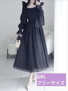 GRL リボンオフショルダーフレアワンピース♡フリーサイズ