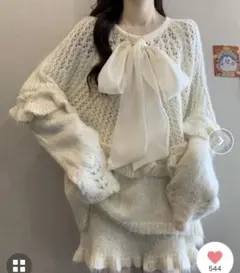 ViViDAY フロントリボン ニットセット M ワンピース　スカート