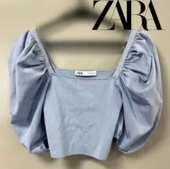 ZARA ライトブルー パフスリーブ トップス