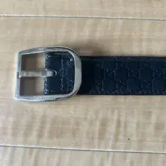 GUCCI ブラックレザーベルト GGモノグラム