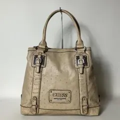 2510-367｜極美品｜ゲス ハンドバッグ レザー オーストリッチ ベージュ