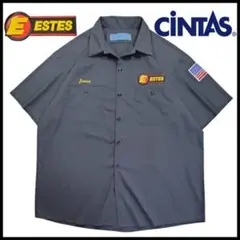 XL/美品 CiNTAS シンタス 半袖ワークシャツ ワッペン 星条旗のサムネイル