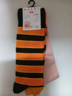 【新品・未使用】ユニクロ マルニヒートテックソックス 2足セットオレンジ