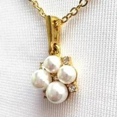 可愛い! 模造パールx小粒模造ダイヤ ペンダント ネックレス チョーカー