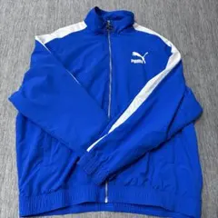 PUMA ナイロンジャケット 青 白 ロゴ入り