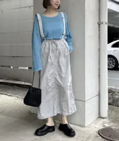 レプシィム　サスペンダー付きブラックロングスカート　グレー