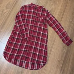 赤と黒のチェック柄 ロングシャツ