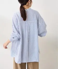 チャオパニックティピー　リネンレーヨンバンドカラーシャツ