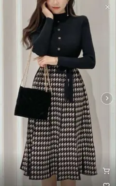 ニットワンピース 千鳥柄