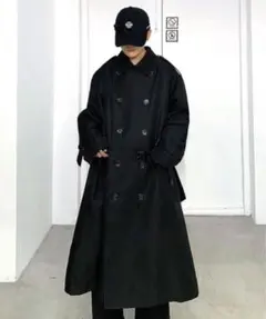 美品　neos トレンチコート 黒 ブラック ロングコート ベルト付き　ビジネス